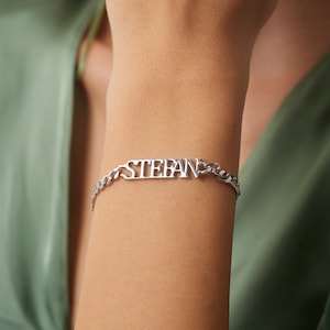 Curb Chain Name Bracelet - Gourmet Curb Chain Bracelet - Personalized Name Bracelet - Silver Bracelet - Personalized Name Bracelet