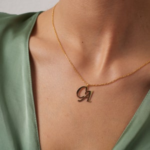 Two Initial Necklace Double Initial Necklace Initial Necklace Couple Necklace Initial Name Necklace Letter Necklace image 4