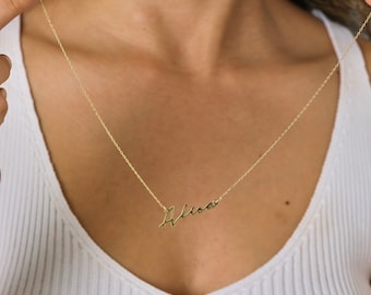 Custom Handwriting Name Necklace: 925 Sterling Silver Personalized Pendant