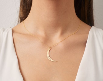 Moon Necklace, Crescent Moon Necklace for women, Custom Personalized Name Necklace, Mom Necklace, Mother's Day Gift, Christmas Gift