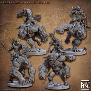 Blackcrag Apefiend Riders - 32mm Heroic Scale - Artisan Guild - TTRPG - Blackcrag Orcs - Skirmish Wargaming Figures - Fantasy Models - DnD