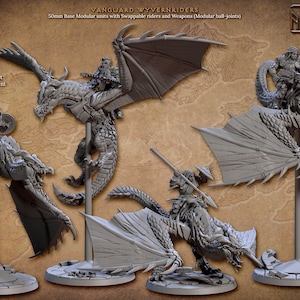 Vanguard Wyvernriders - 32mm Heroic Scale - Artisan Guild - TTRPG - Vanguard Fighters - Skirmish Wargaming Figures - Fantasy Models - DnD