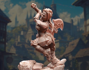 Duerga Dwarf Barbarian - Gatha - 32mm and 75mm Scale Miniature - TTRPG Minis - DM Stash - Resin 3D Printed - DnD Miniatures