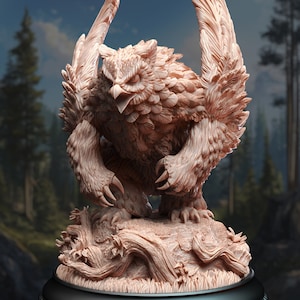 Northern Masked Owlbear - Sonatus Noctursa - 32mm Scale - TTRPG Minis - DM Stash - Resin 3D Printed - Large Creature - DnD Miniatures