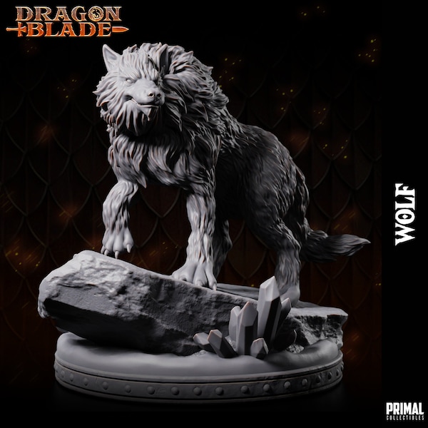 Snowdasher - 32mm and 75mm Scale - Wolf Figure - Designed by Primal Collectibles - 3D Printed in Resin - Highly Detailed Fantasy Model