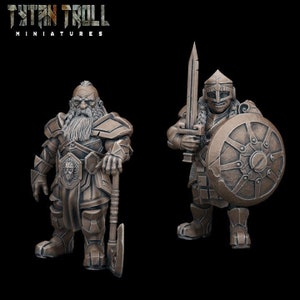 Dwarf Fighter Figures - 28mm 32mm Scale Miniatures - Resin 3D Printed D&D Figures - TytanTroll - Character Minis