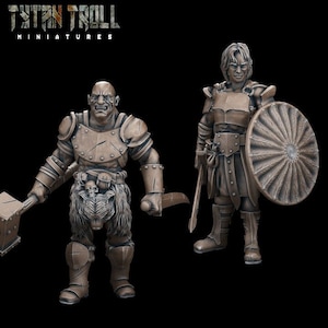 Goliath Fighters - 32mm Scale Miniatures - Resin 3D Printed D&D Figures - TytanTroll - Character Minis