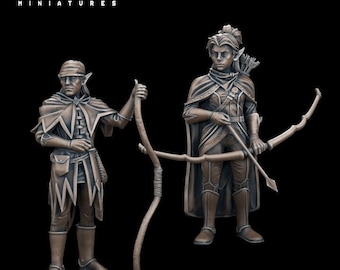 Elf Rangers - 32mm Scale Miniatures - Resin 3D Printed D&D Figures - TytanTroll - Character Minis