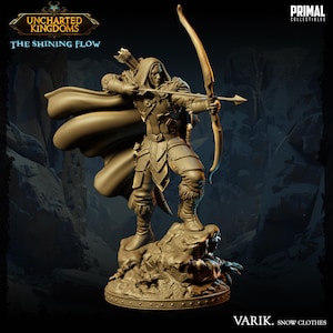 Drow Ranger Figure - Varik, Snow Outfit  - 28/32/75mm Scale Unpainted Resin Minis - Primal Collectibles - TTRPG Fantasy - Uncharted Kingdoms
