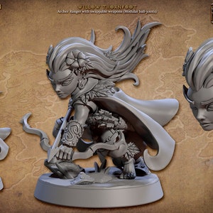 Halfling Ranger - Willow Thornfoot - 32mm Heroic Scale Minis - Artisan Guild - TTRPG Miniature - Deeproot Lurikeens - D&D Player Character