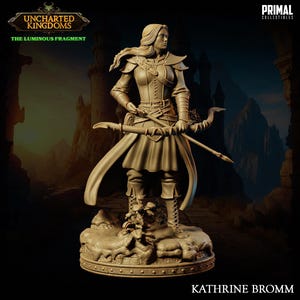Human Ranger Figure - Kathrine Bromm - 28/32/75mm Scale Unpainted Resin Minis - Primal Collectibles - TTRPG Fantasy - Uncharted Kingdoms