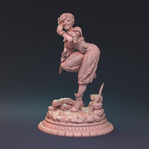 Human Rogue Figure - Sibyrith - 28mm 32mm 75mm Scale Unpainted Resin Mini - HardWitch Games - TTRPG Fantasy Miniature
