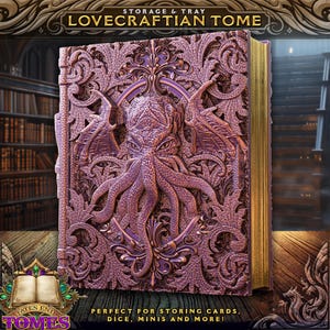 Lovecraftian Dice Tray Tome - Perfect D&D Gift and Gaming Accessory - 3D Printed in PLA - Design by FatesEnd - Dice and Miniature Storage