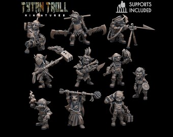 Goblin Scrappers - Set of 10 Figures - 28mm/32mm Scale Unpainted Resin - TytanTroll Miniatures