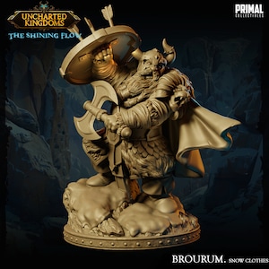 Dwarf Fighter Figure - Brourum, Snow Version - 28/32/75mm Scale Unpainted Resin Miniature - Primal Collectibles - Highly Detailed TTRPG Mini