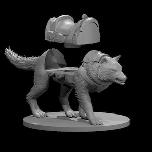 Figura de montura de lobo temible - Miniaturas de resina sin pintar a escala de 28 mm/32 mm - mz4250 imagen 1