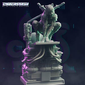 Cyberpunk Idol Vigilante Figure - Keiko &quot;P0MP0M&quot; Pomeroy (Diorama) - Unpainted Resin Miniatures - 32mm 75mm Scale Minis - Cyberstash