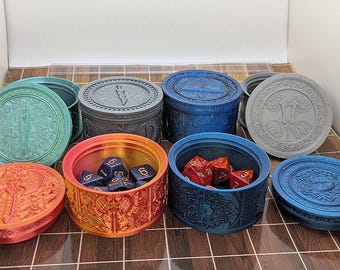 Fantasy Theme Dice Box: Portable Dice Storage - Role Playing Game Accessory 3D Printed in PLA - Designed by FatesEnd