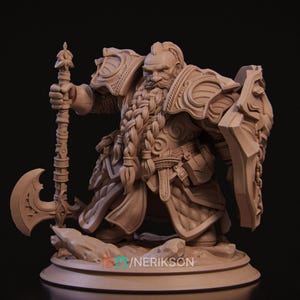 Dwarf Paladin Figure - 32mm 75mm Scale Unpainted Resin Mini - Nerikson - TTRPG Fantasy Miniature