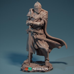 Human Knight Figure - Ivanhoe - 32mm 75mm Scale Unpainted Resin Mini - Nerikson - TTRPG Fantasy Miniature