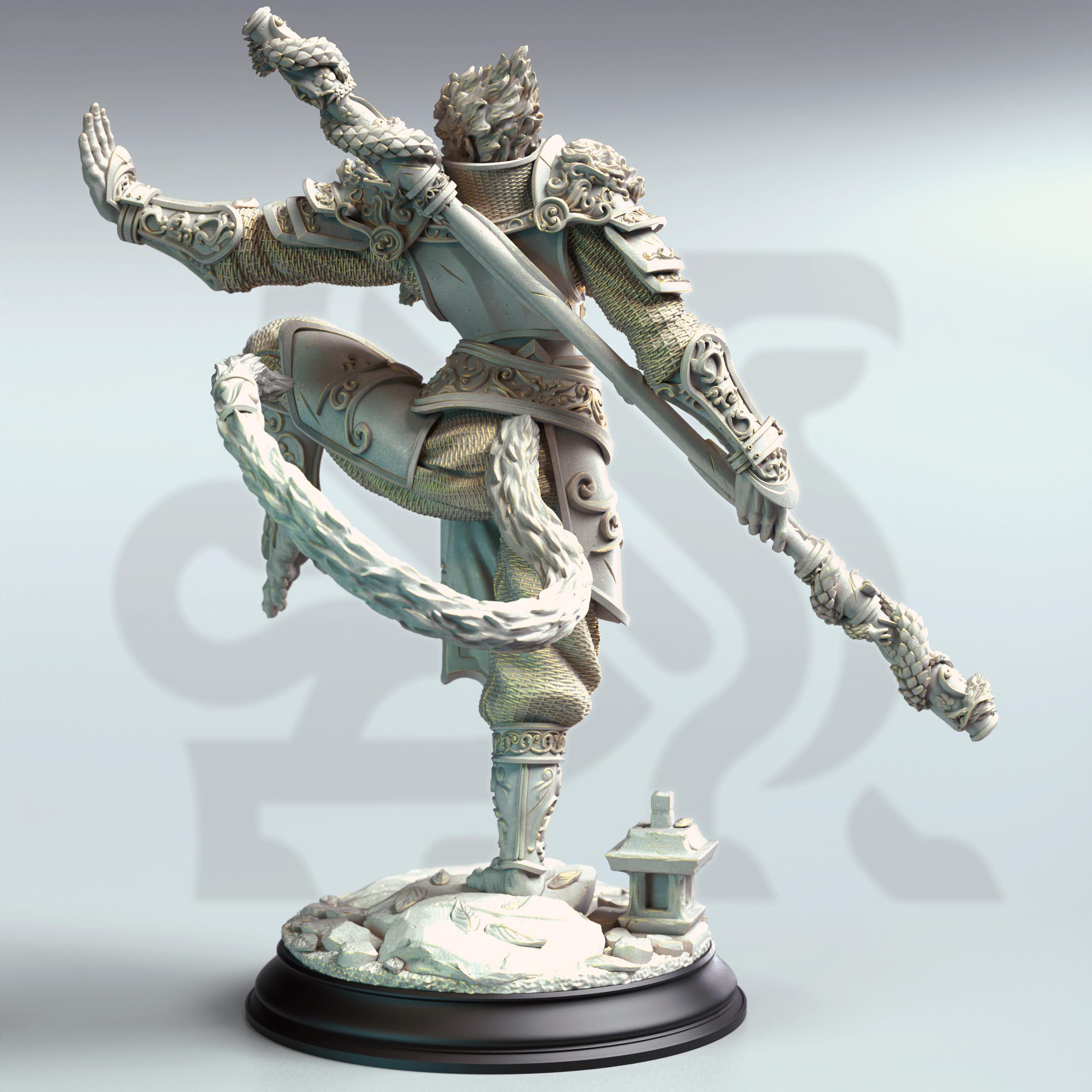 Monkey Beastfolk Monk Figure - Kuzen - 32mm 75mm - DM Stash