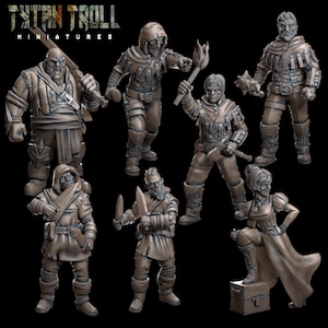 Bandit Pack 1 - Set of 7 Figures- 28mm/32mm Scale Unpainted Resin - Tytantroll Miniatures