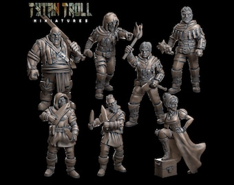 Bandit Pack 1 - Set of 7 Figures- 28mm/32mm Scale Unpainted Resin - Tytantroll Miniatures
