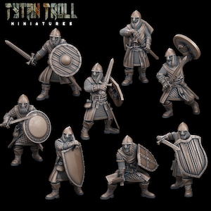 Man At Arms Pack 1 - Set of 8 Figures - 28mm/32mm Scale Unpainted Resin Miniatures