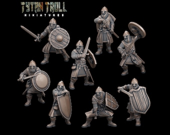 Man At Arms Pack 1 - Set of 8 Figures - 28mm/32mm Scale Unpainted Resin Miniatures