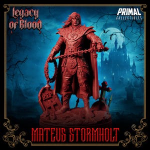 Human Knight Figure - Mateus Stormholt - 28/32/75mm Scale Unpainted Resin Minis - Primal Collectibles - TTRPG Fantasy - Legacy of Blood