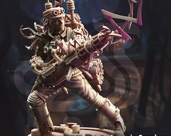 The Eccentric Electric Figure - Jacquie Sparkes - 32mm 75mm Scale - Unpainted Resin Fantasy Mini - TTRPG - Set: Cogs of Revolution