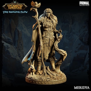 Human Druid Figure - Meridya - 28/32/75mm Scale Unpainted Resin Minis - Primal Collectibles - TTRPG Fantasy - Uncharted Kingdoms