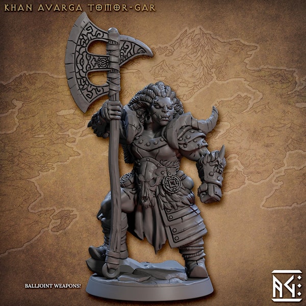 Khan Avarga Tomor-Gar - Nomad Orr'ugs - 32mm Heroic Scale Minis - Artisan Guild - Tabletop Gaming - Skirmish Games - 30mm base