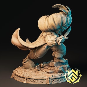 Bicci Shortstride - Halfling Rogue Miniature - 28mm/32mm/75mm/150mm Scale Unpainted Resin Figure