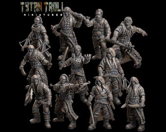 Brigands - Set of 11 Figures - 28mm/32mm Scale Unpainted Resin - TytanTroll Miniatures