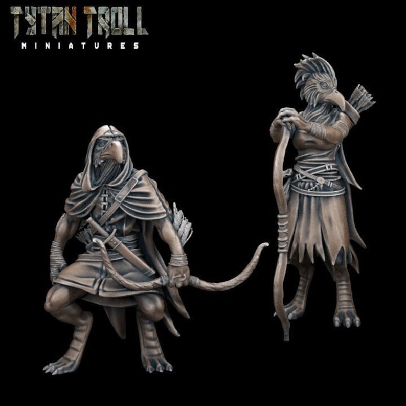 Aarakocra Rangers - 32mm Scale Miniatures - Resin 3D Printed D&D Figures - TytanTroll - Character Minis