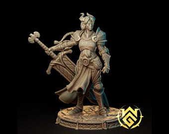 Duskgate Champion - Tiefling Paladin Miniature - 28mm/32mm/75mm/150mm Scale Unpainted Resin Figure