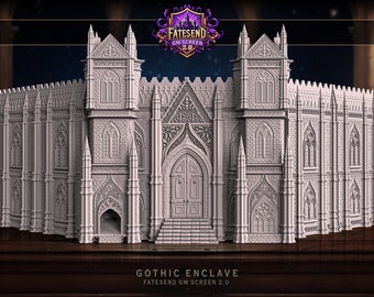 Gothic Cathedral GM Screen - 3D Printed PLA - by FatesEnd  - Approx. 7-8" Tall Adjustable DM Screen for D&D with built-in dice towers