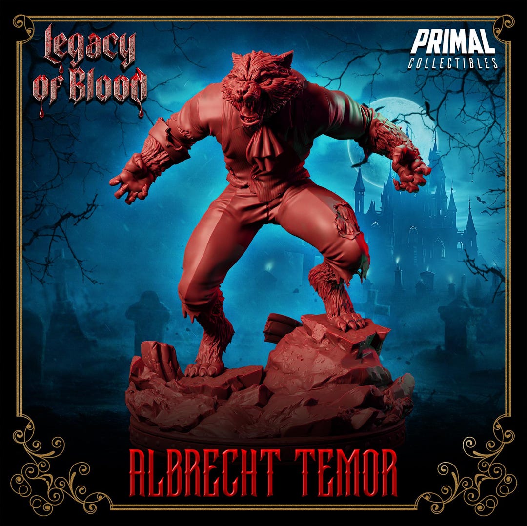 Werewolf Figure - Albrecht Temor - 28/32/75mm Scale Unpainted Resin ...