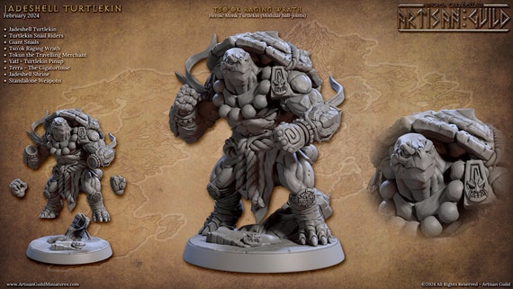 GUILD OF CRAFTS Runtis シングルモンク　サイズ7 Turtle Monk- Tso'ok, Raging Wrath - 32mm Heroic Scale Figures