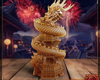Year of the Dragon Dice Tower - Designed by FatesEnd - 3D Printed in PLA - Great for D&D and Pathfinder, or any TTRPG