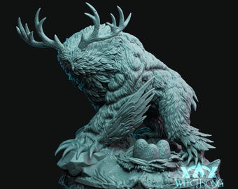 Owl Bear Elder - Witchsong Miniatures - 3D Printed - Resin - Huge 75mm Base - Owlbear Boss Figure for D&D