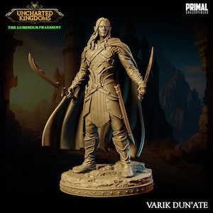 Drow Ranger Figure - Varik Dun'Ate - 28/32/75mm Scale Unpainted Resin Miniature - Primal Collectibles - Highly Detailed TTRPG Mini