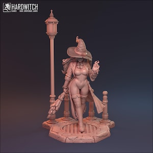 Human Witch Figure - Helga - 28mm 32mm 75mm 100mm Scale Unpainted Resin Mini- HardWitch Games -  TTRPG Fantasy Miniature
