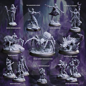 TTRPG Campaign Pack - Under Darkness - Full set of 14 figures - 32mm scale unpainted resin - DM Stash - Fantasy Underdark Minis