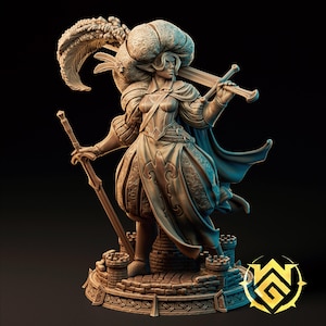 Adalinda, Blade Queen - Elf Fighter Miniature - 28mm/32mm/75mm/150mm Scale Unpainted Resin Figure