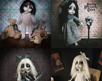 OOAK art dolls, creepy cute, goth sculpted dolls * Info Listing Only * by Darkly Dreaming Tales