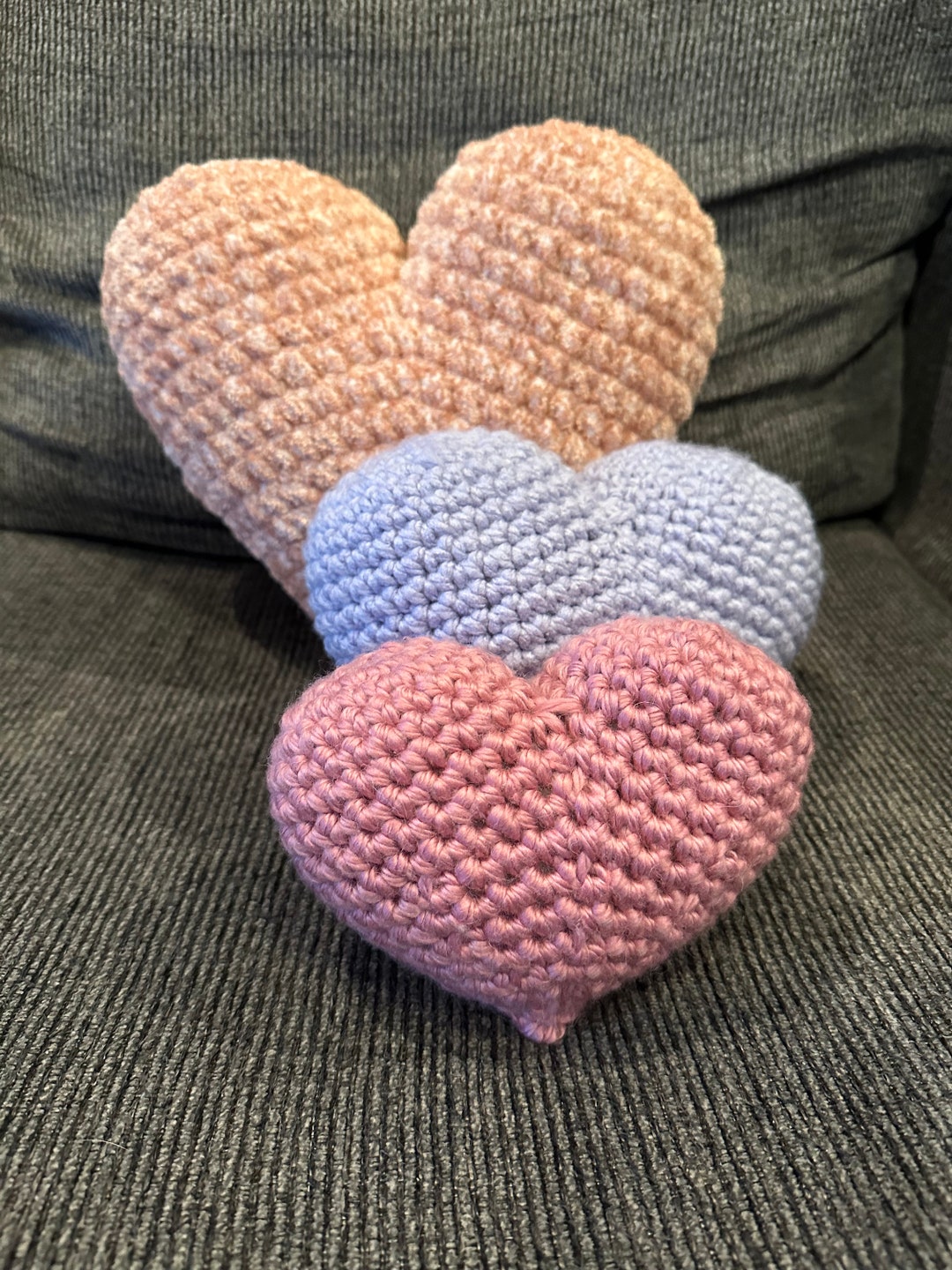 Crochet Lavender Heart Pillow Etsy Canada