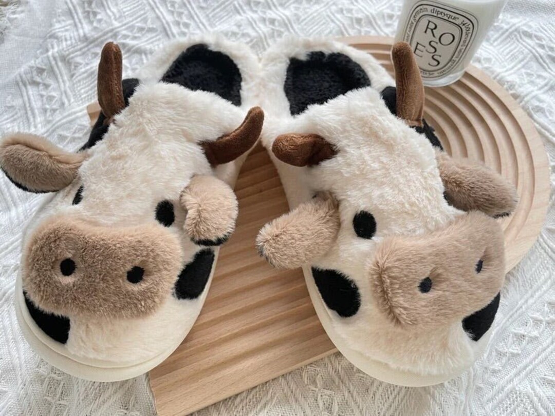 Fluffy Cow Slippers Moo Slippers Cute and Cozy Animal Etsy
