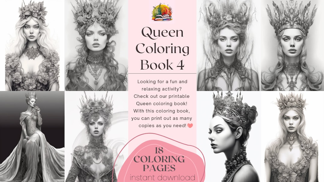 Queen Coloring Pages Beautiful Queen Coloring Book 18 - Etsy